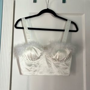 Fluffy White Crop Top